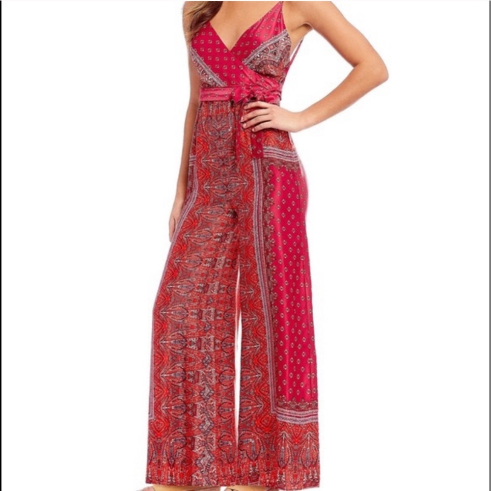 Free People Cabbage Rose Red Jumpsuit